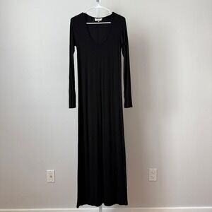 HATCH Black Ribbed Long Sleeve Maxi Dress Body Size XS‎